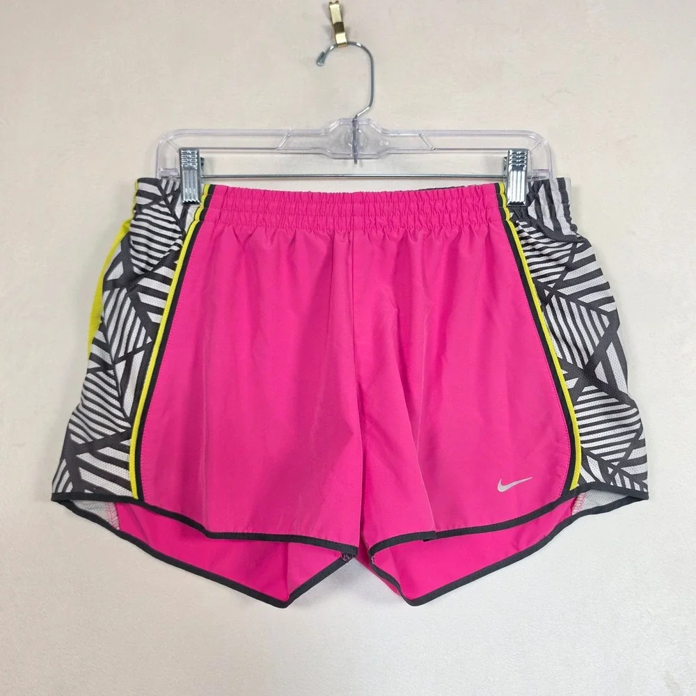Nike Running Shorts Women's M Pink Geometric Dri-FIT Lined Athletic Workout